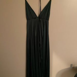 Dark Green satin maxi dress